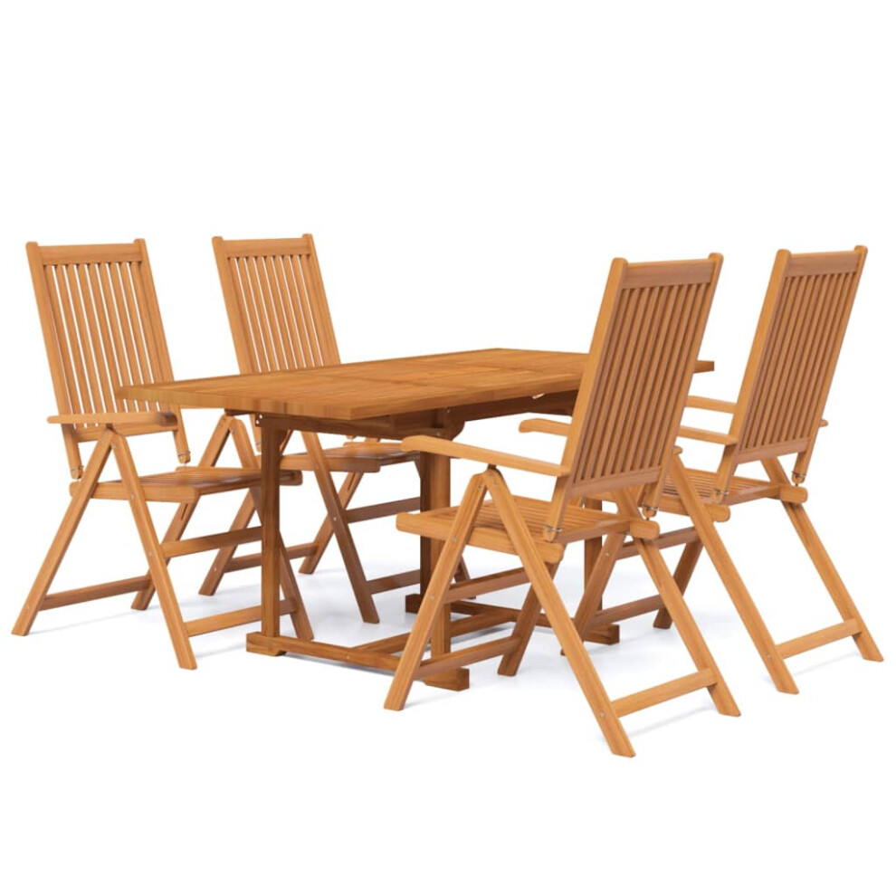 (rectangular, 5 piece) vidaXL Solid Wood Acacia Garden Dining Set Table 5/7 Piece Oval/Rectangular