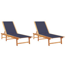 (blue, 2x sun lounger) vidaXL Sun Lounger Bed Outdoor Garden Recliner Solid Acacia Wood and Textilene