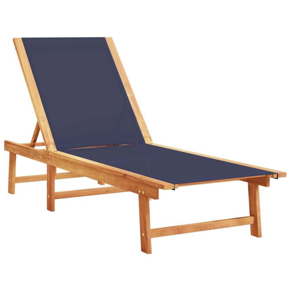 (blue, sun lounger) vidaXL Sun Lounger Bed Outdoor Garden Recliner Solid Acacia Wood and Textilene