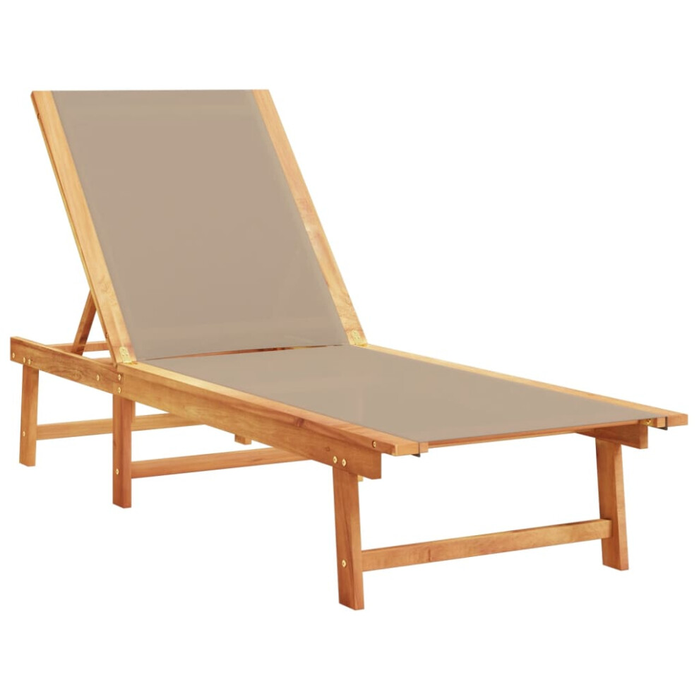 (taupe, sun lounger) vidaXL Sun Lounger Bed Outdoor Garden Recliner Solid Acacia Wood and Textilene