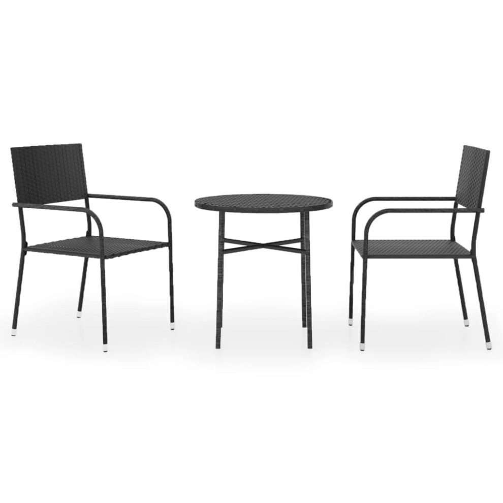 (black) vidaXL Garden Dining Set 3 Piece Poly Rattan Outdoor Furniture Black/Grey