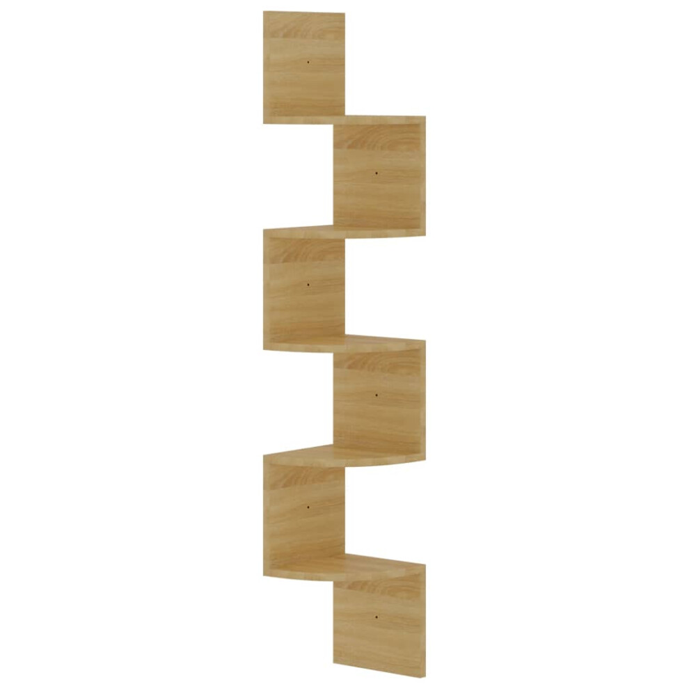 Vidaxl (Sonoma Oak) Wall Corner Shelf Hanging Wall Shelf Floating Shelf Engineered Wood