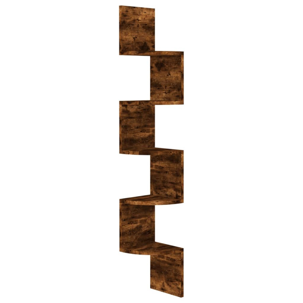 Vidaxl (Smoked Oak) Wall Corner Shelf Hanging Wall Shelf Floating Shelf Engineered Wood