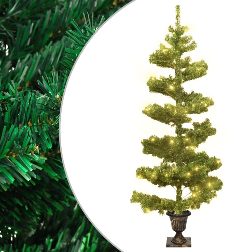 Vidaxl (Green, 120 X 65 Cm) Swirl Christmas Tree With Stand And Leds Green Pvc Decor Multi Sizes