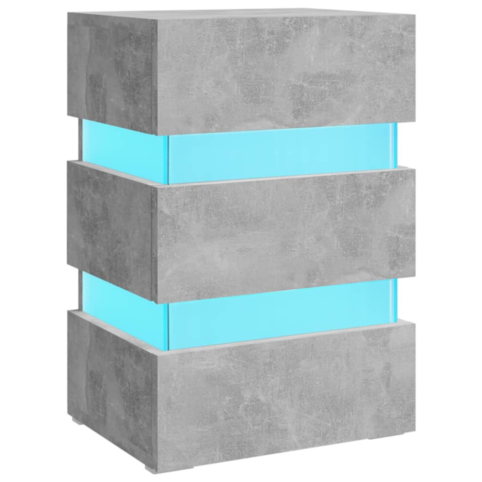 (concrete grey) vidaXL LED Bedside Cabinet Side Table Bed Stand Bed Cabinet Engineered Wood