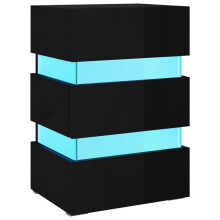 (high gloss black) vidaXL LED Bedside Cabinet Side Table Bed Stand Bed Cabinet Engineered Wood