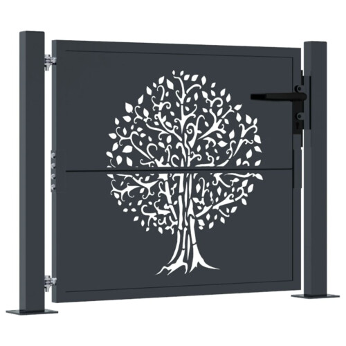 VidaXL vidaXL Gartentor Anthrazit 100x75 cm Stahl Baum-Design