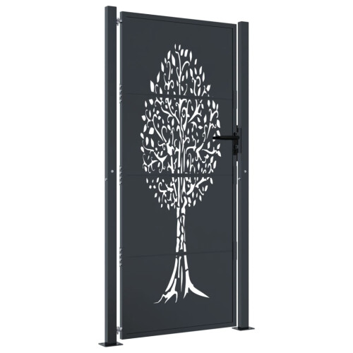 VidaXL vidaXL Gartentor Anthrazit 100x200 cm Stahl Baum-Design