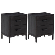 (black, 36 x 30 x 45 cm/ 2 pcs) vidaXL Solid Wood Pine Bedside Cabinets Bedroom Side Table Wooden Nightstand