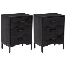 (black, 40 x 30 x 55 cm/ 2 pcs) vidaXL Solid Wood Pine Bedside Cabinets Bedroom Side Table Wooden Nightstand