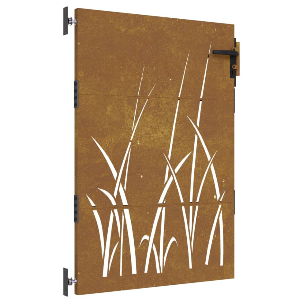 Vidaxl (85 X 150 Cm) Garden Gate Fence Gate Fence Panel 85X150 Cm Corten Steel Grass Design