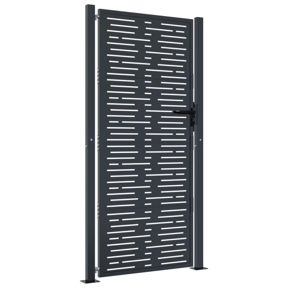 Vidaxl (105 X 205 Cm) Garden Gate Patio Gate Fence Gate Fence Anthracite Steel Square Design