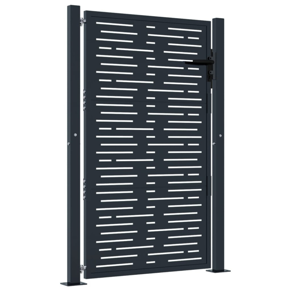 Vidaxl (105 X 155 Cm) Garden Gate Patio Gate Fence Gate Fence Anthracite Steel Square Design