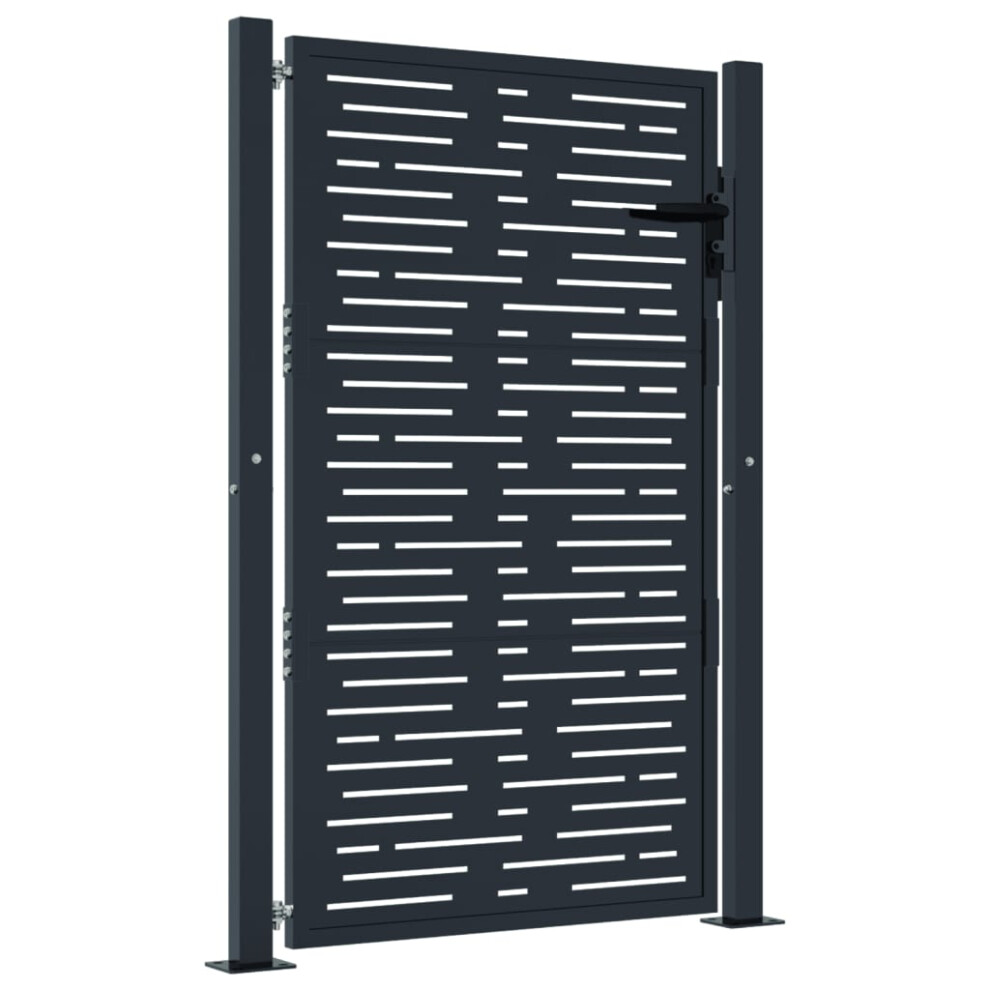 Vidaxl (105 X 130 Cm) Garden Gate Patio Gate Fence Gate Fence Anthracite Steel Square Design