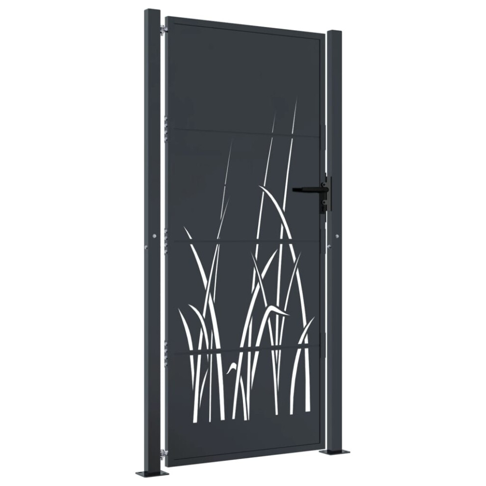 Vidaxl (105 X 205 Cm) Garden Gate Outdoor Gate Fence Gate Fence Anthracite Steel Grass Design