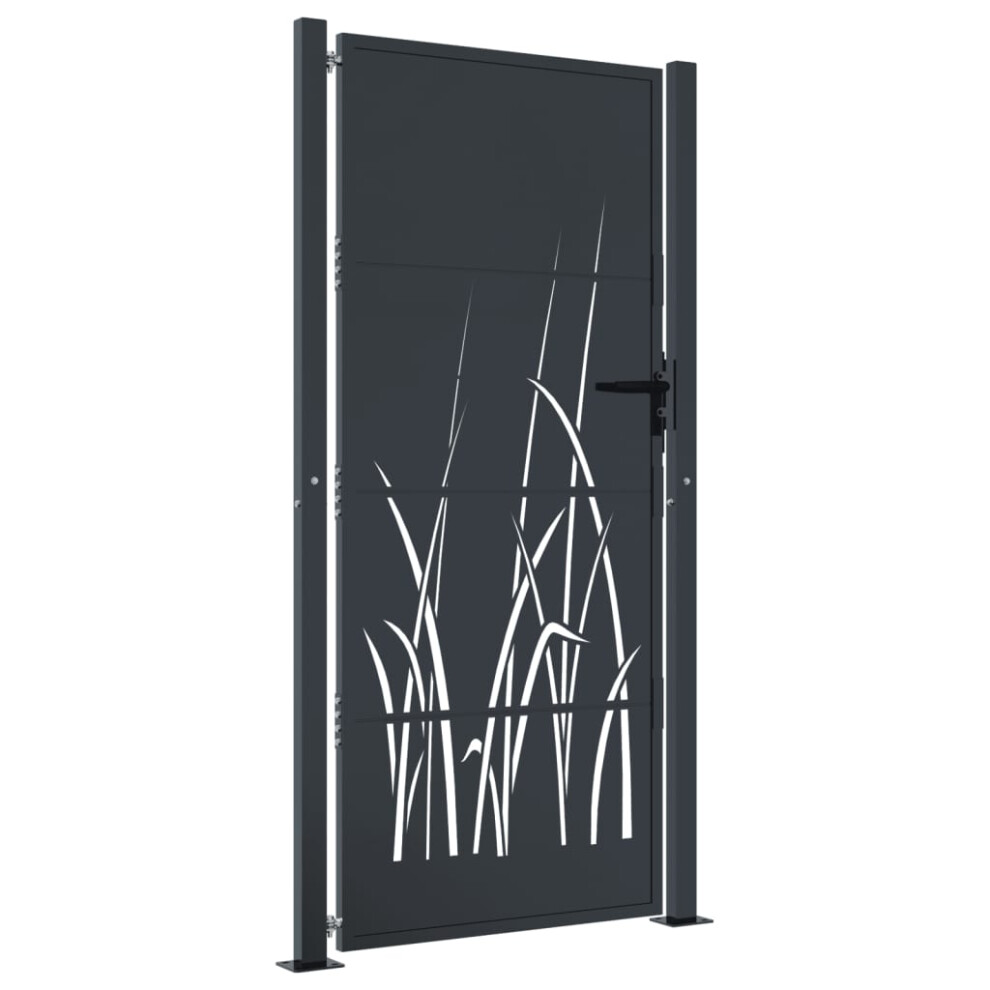 Vidaxl (105 X 180 Cm) Garden Gate Outdoor Gate Fence Gate Fence Anthracite Steel Grass Design