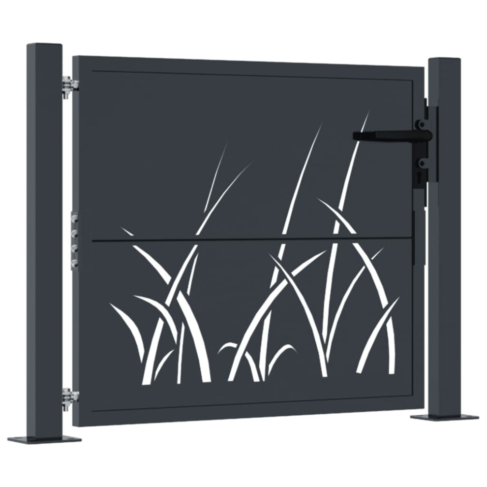 (105 x 80 cm) vidaXL Garden Gate Outdoor Gate Fence Gate Fence Anthracite Steel Grass Design