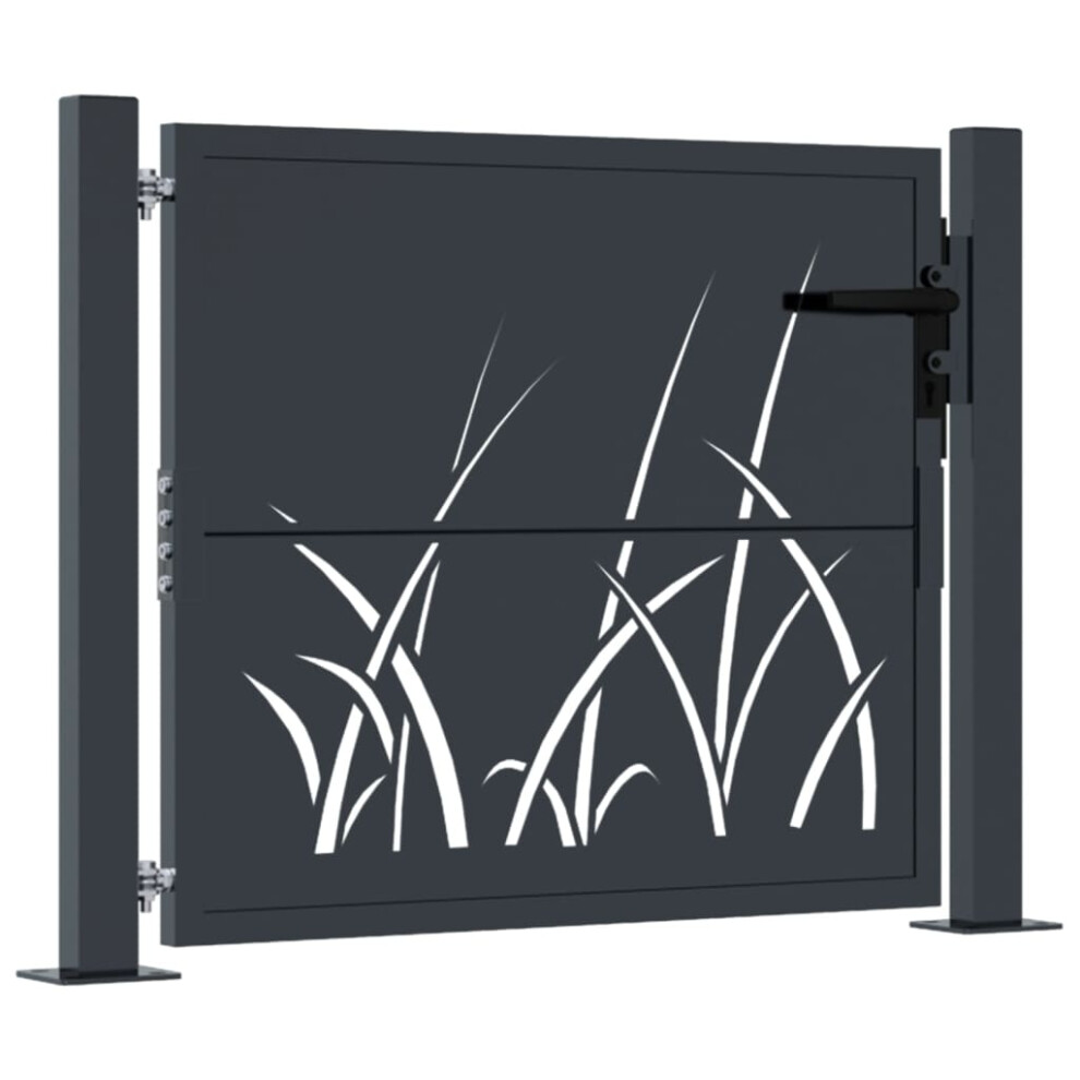 Vidaxl (105 X 105 Cm) Garden Gate Outdoor Gate Fence Gate Fence Anthracite Steel Grass Design