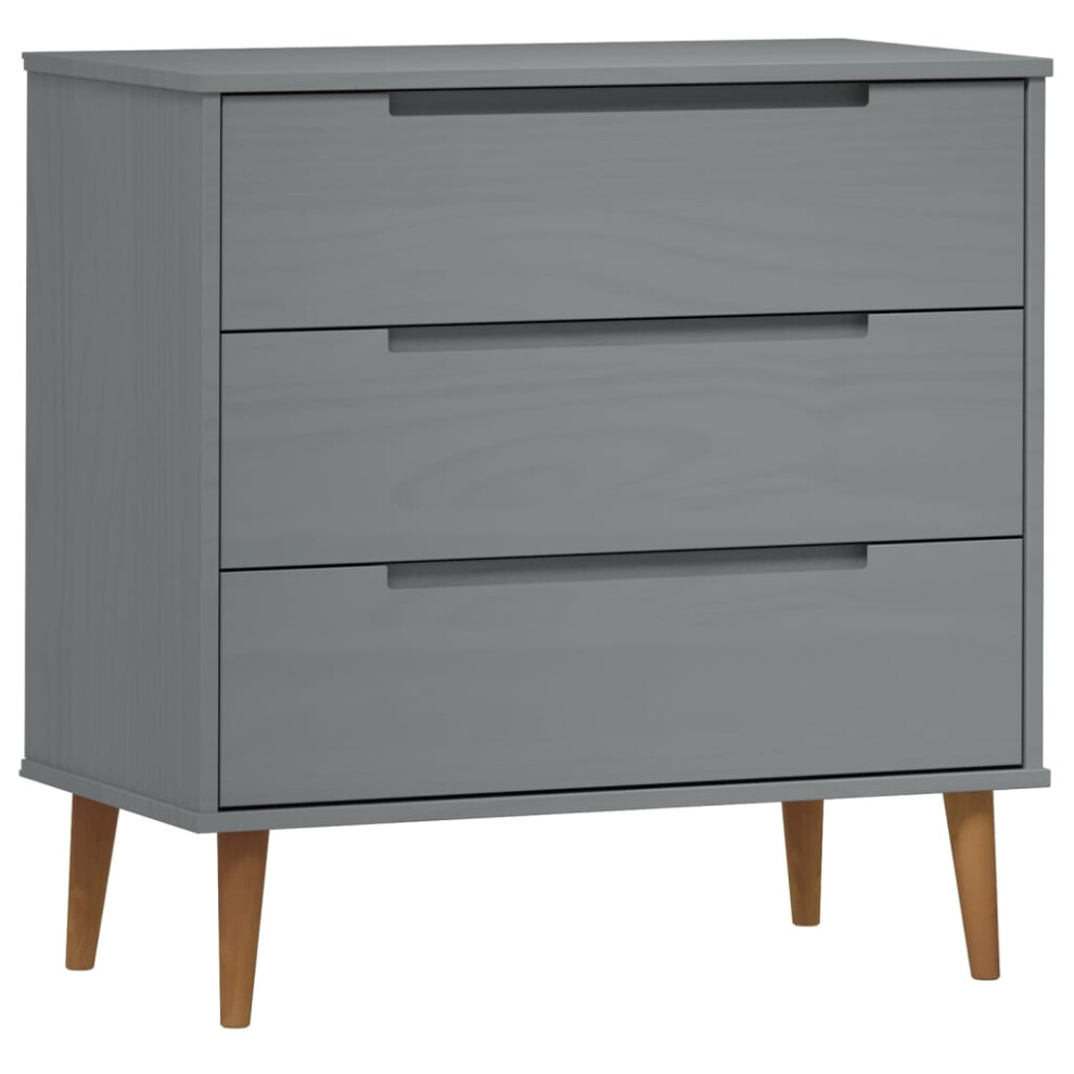 Vidaxl (Grey) Solid Wood Pine Drawer Cabinet Molde File Chest Cabinet Multi Colours