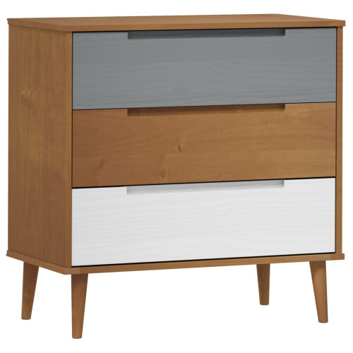 VidaXL (brown) vidaXL Solid Wood Pine Drawer Cabinet MOLDE File Chest Cabinet Multi Colours 1