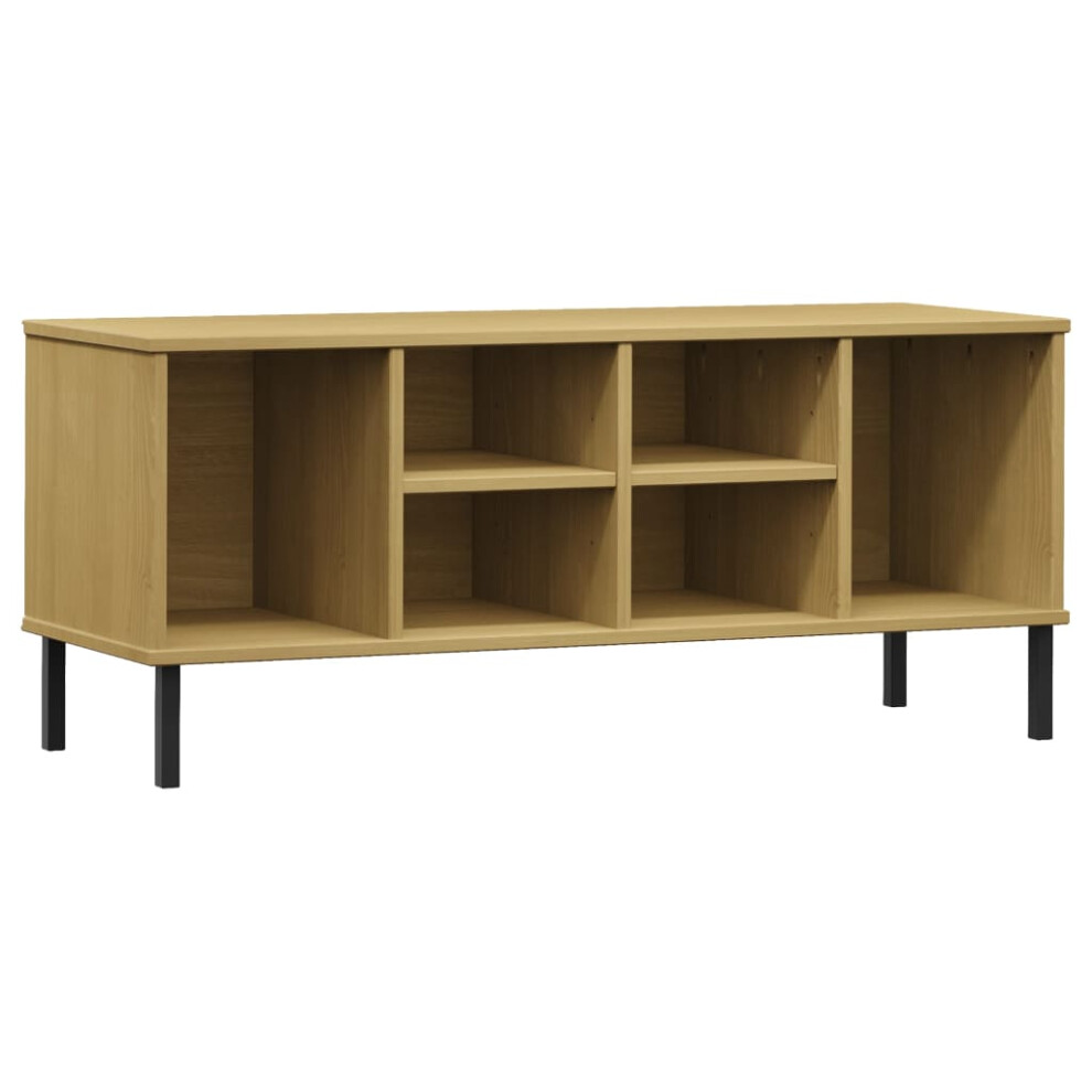 Photos - Shoe Cabinet / Rack VidaXL Solid Wood Shoe Rack with Metal Legs OSLO Home Furniture Multi Colours (brown)