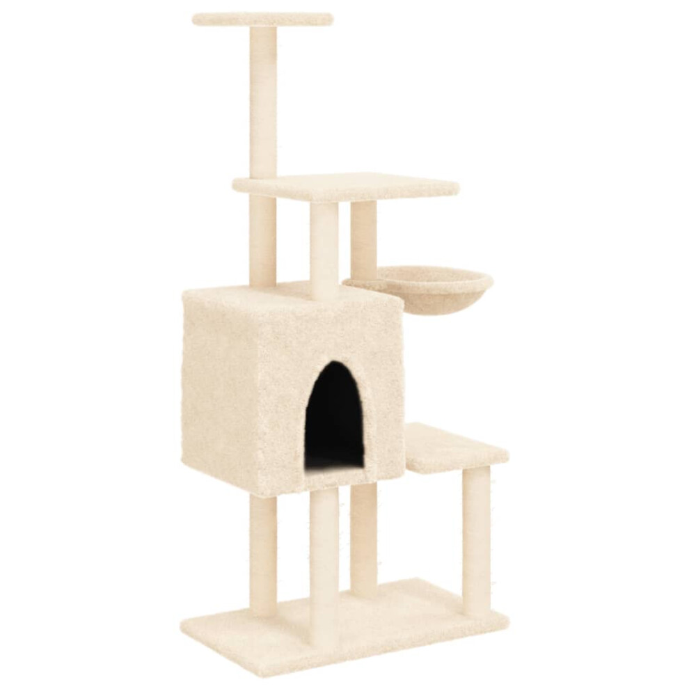 (cream) vidaXL Cat Tree with Sisal Scratching Posts Cat Tower Climbing Tree Light Grey