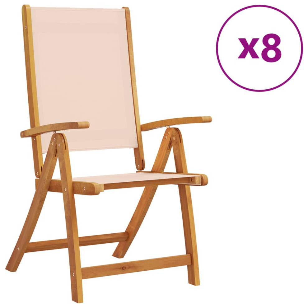 (cream, 8 pcs) vidaXL Folding Garden Chairs Dining Chair Solid Wood Acacia and Textilene