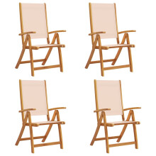 (cream, 4 pcs) vidaXL Folding Garden Chairs Dining Chair Solid Wood Acacia and Textilene