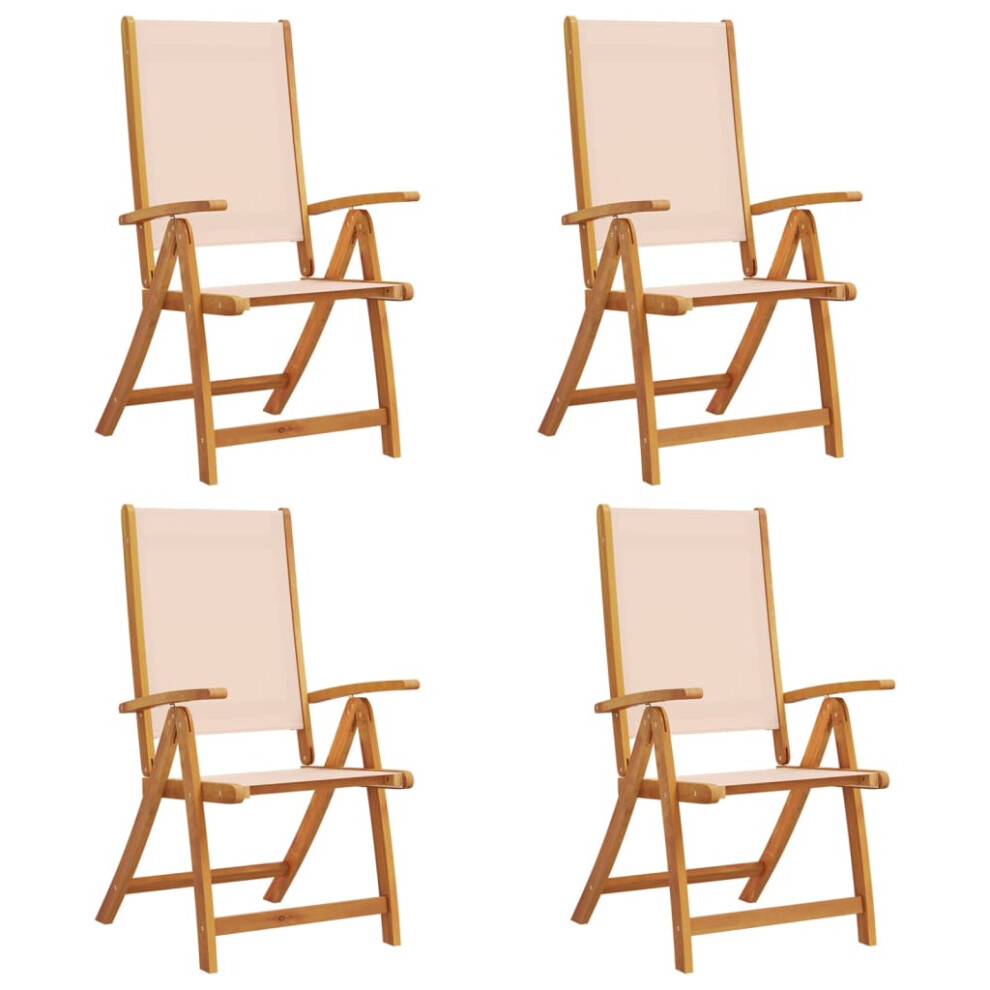 (cream, 4 pcs) vidaXL Folding Garden Chairs Dining Chair Solid Wood Acacia and Textilene