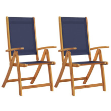 (blue, 2 pcs) vidaXL Folding Garden Chairs Dining Chair Solid Wood Acacia and Textilene