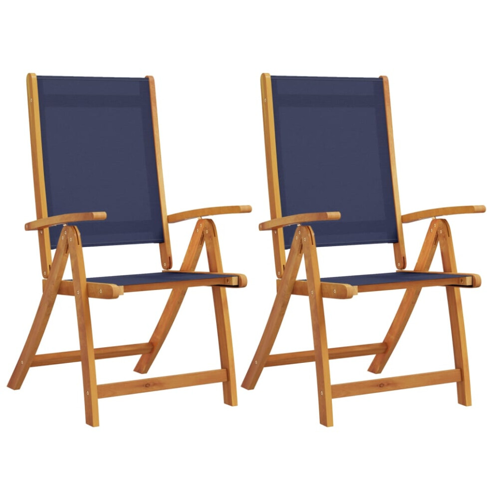 Vidaxl (, 2 Pcs) Folding Garden Chairs Dining Chair Solid Wood Acacia And Textilene Blue