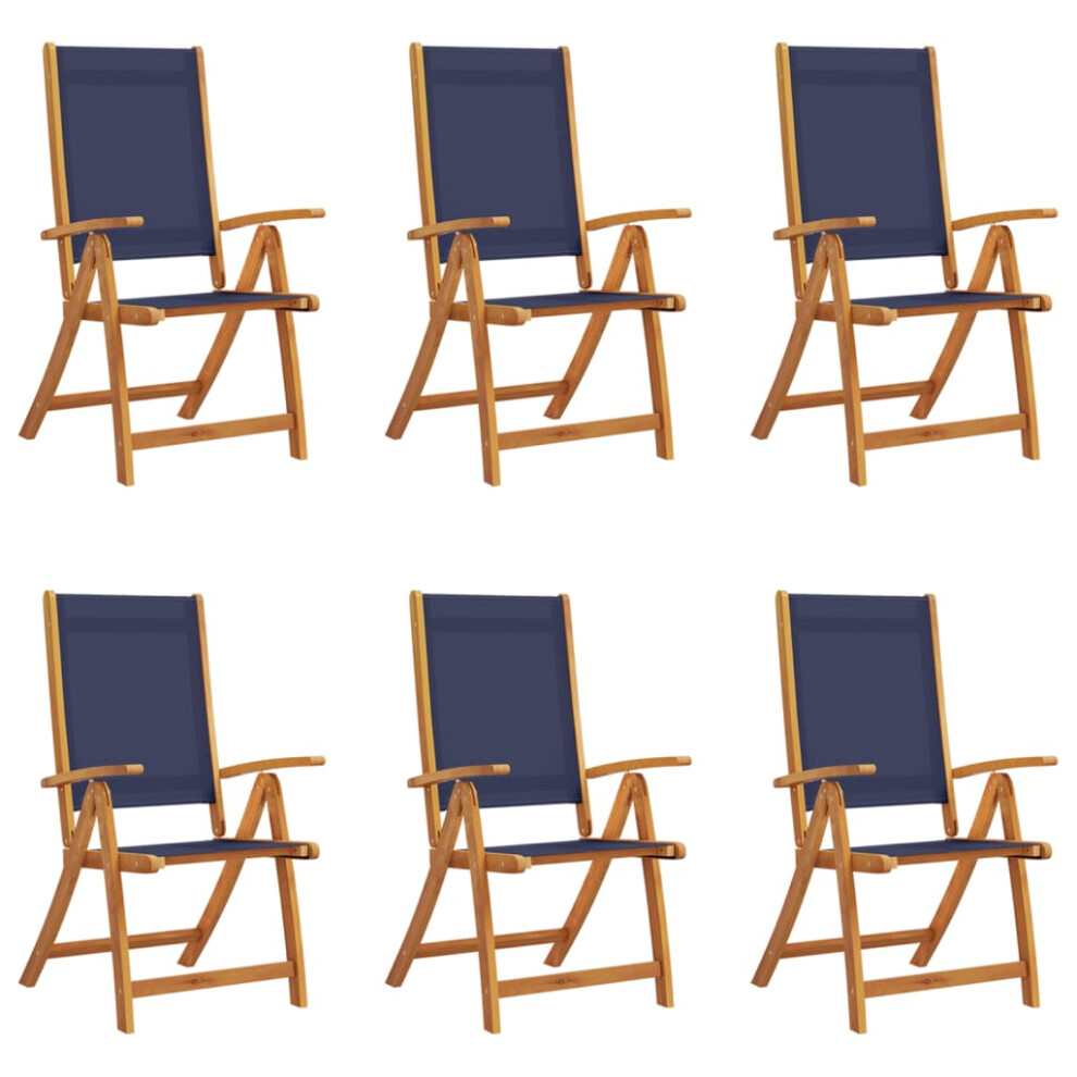 (blue, 6 pcs) vidaXL Folding Garden Chairs Dining Chair Solid Wood Acacia and Textilene