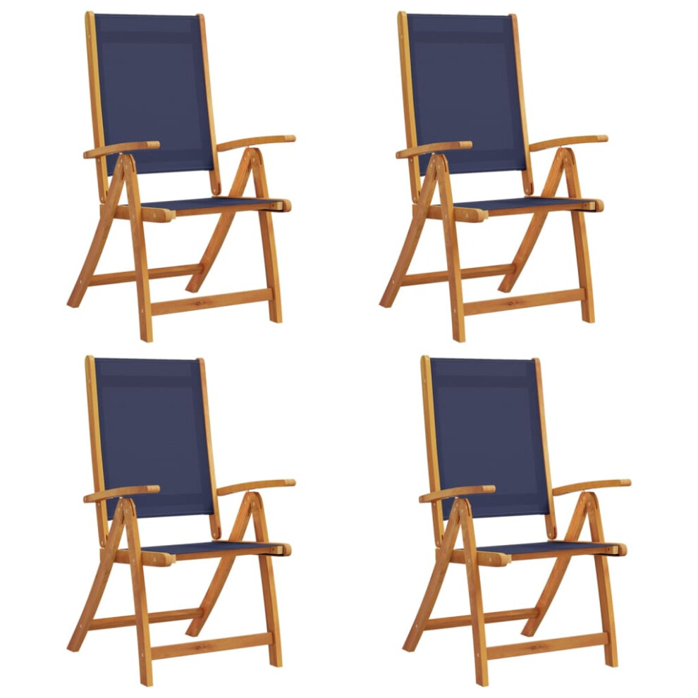 Vidaxl (, 4 Pcs) Folding Garden Chairs Dining Chair Solid Wood Acacia And Textilene Blue