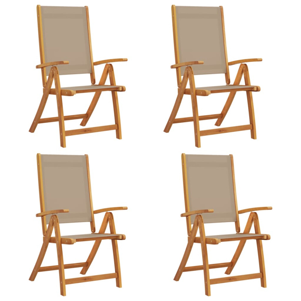 (taupe, 4 pcs) vidaXL Folding Garden Chairs Dining Chair Solid Wood Acacia And Textilene