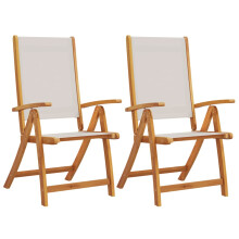 (grey, 2 pcs) vidaXL Folding Garden Chairs Dining Chair Solid Wood Acacia and Textilene