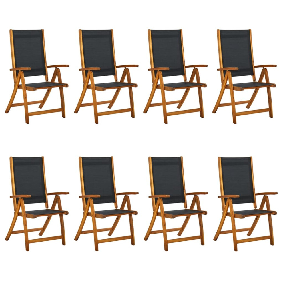 Vidaxl Black (, Pcs) Folding Garden Chairs Dining Chair Solid Wood Acacia And Textilene Size 8