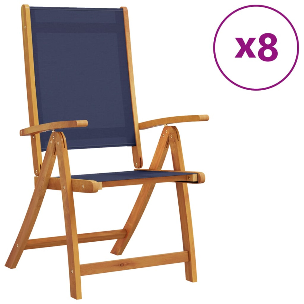 Vidaxl (, 8 Pcs) Folding Garden Chairs Dining Chair Solid Wood Acacia And Textilene Blue