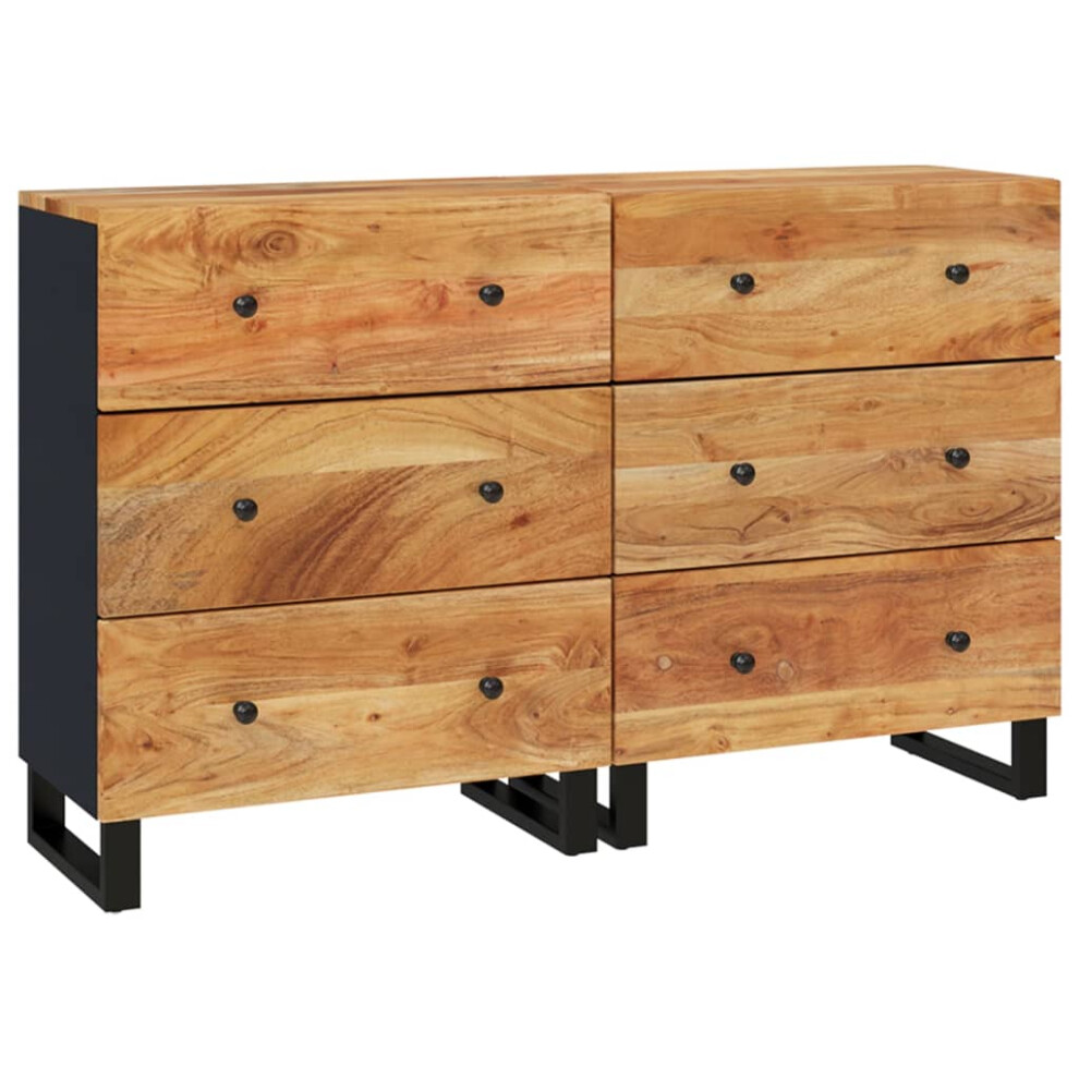 Vidaxl (Solid Acacia Wood, 2 Pcs) Sideboard Highboard Storage Cabinet Cupboard Side Cabinet Organiser