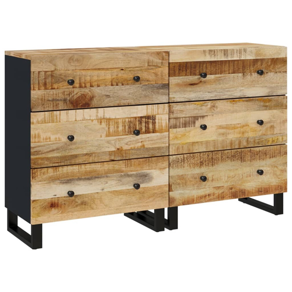 Vidaxl (Rough Mango Wood, 2 Pcs) Sideboard Highboard Storage Cabinet Cupboard Side Cabinet Organiser