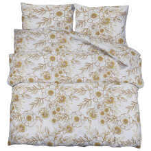 vidaXL Bettwäsche-Set Weiß und Braun 225x220 cm Baumwolle