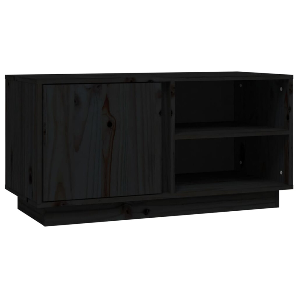 (black) vidaXL Solid Wood Pine TV Cabinet Indoor TV Console Media Unit Multi Colours