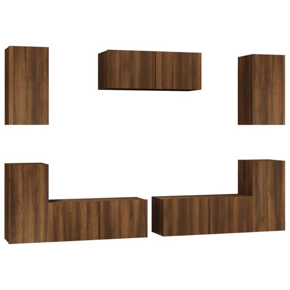 (brown oak) vidaXL TV Cabinet Set 7 Piece Engineered Wood Multi Colours 60/80x30x30 cm