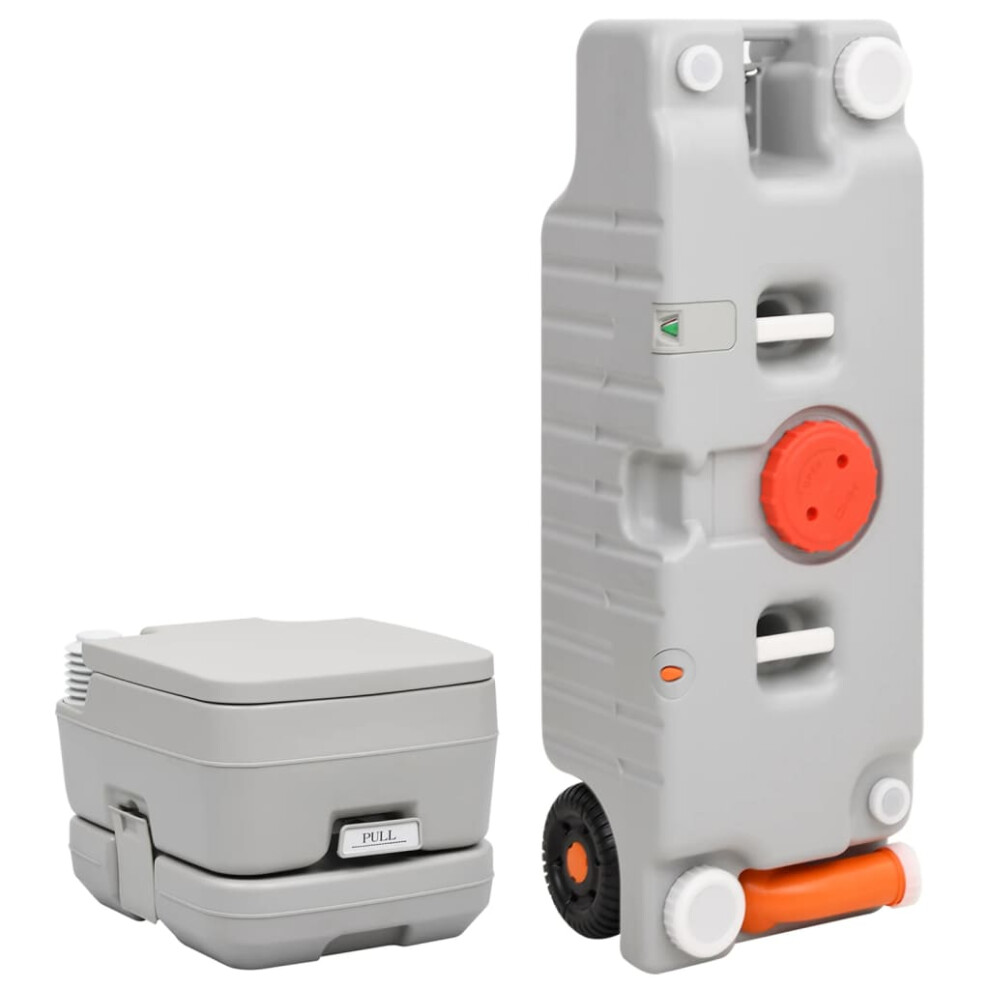 (grey, 41.5 X 36.5 X 30 cm) vidaXL Portable Camping Toilet And Water Tank Set Mobile Toilet Camping Potty