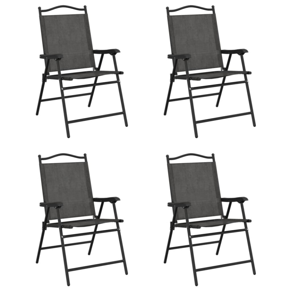 (4 pcs) vidaXL Folding Garden Chairs Outdoor Chair Melange Cream Steel and Textilene