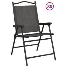 (8 pcs) vidaXL Folding Garden Chairs Outdoor Chair Melange Cream Steel and Textilene
