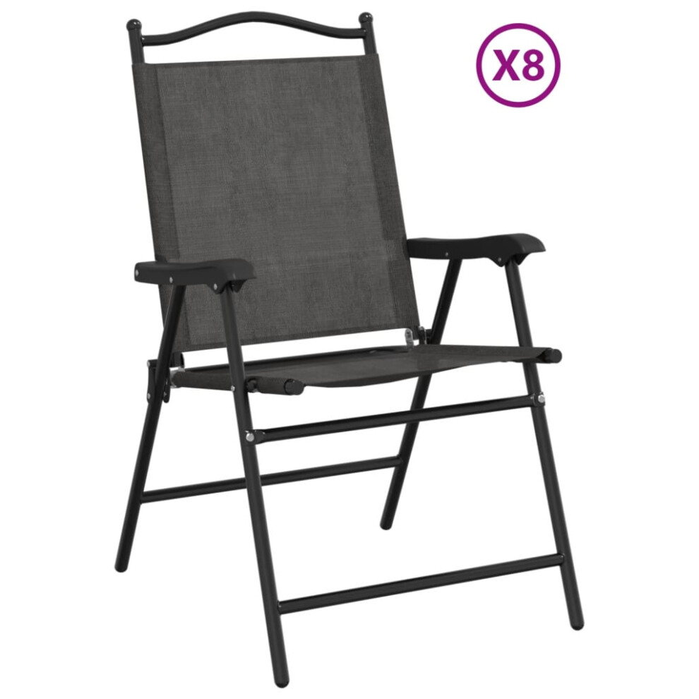 Vidaxl (8 Pcs) Folding Garden Chairs Outdoor Chair Melange Cream Steel And Textilene