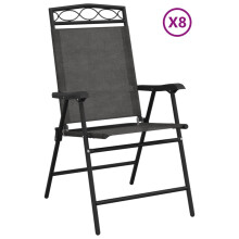 (8 pcs) vidaXL Folding Garden Chairs Outdoor Chair 2 pcs Melange Grey Steel&Textilene