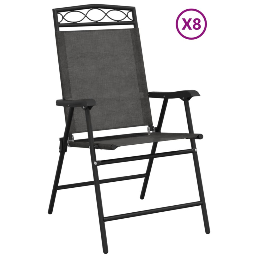 Vidaxl (8 Pcs) Folding Garden Chairs Outdoor Chair 2 Pcs Melange Grey Steel&Textilene
