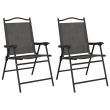 (2 pcs) vidaXL Folding Garden Chairs Outdoor Chair Melange Cream Steel and Textilene
