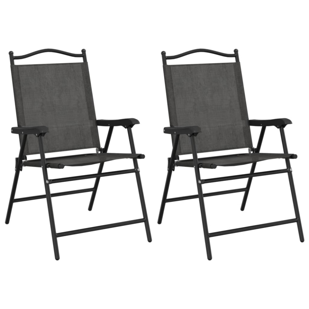 (2 pcs) vidaXL Folding Garden Chairs Outdoor Chair Melange Cream Steel And Textilene